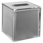 Tissue Box Cover, Gedy RA02-73, Thermoplastic Resin Square Tissue Box Cover in Silver Finish